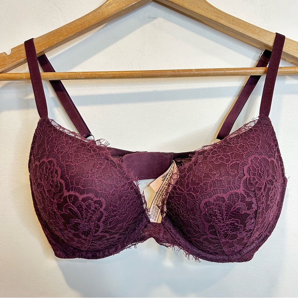 Victoria’s Secret Dream Angels Push Up Bra Burgundy Lace